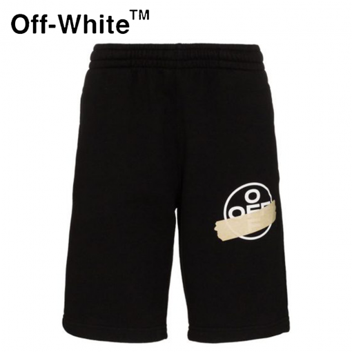 Off-White-Tape-Arrows-Sweat-Shorts-アロートラックショーツ-オフホワイト-半ズボン-black-2